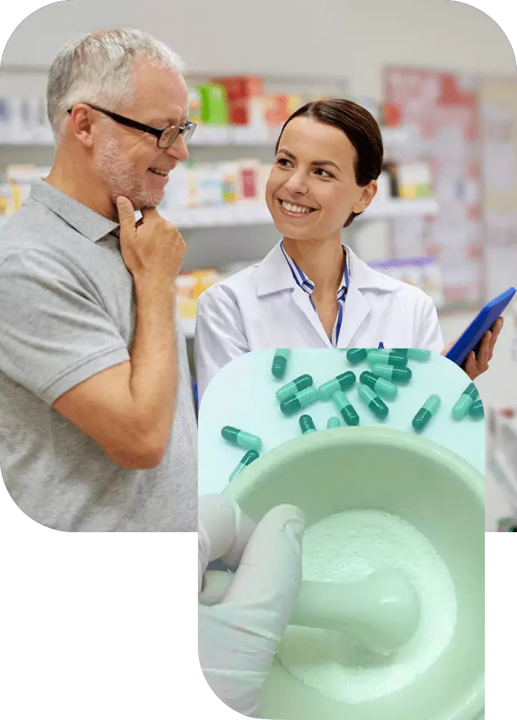 pharmacist with customer